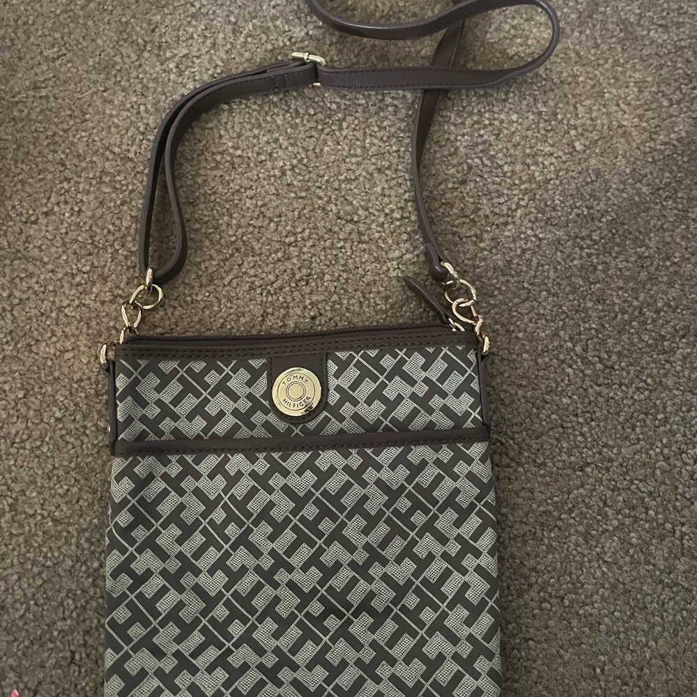 Tommy Hilfiger Black and Gray Crossbody Bag